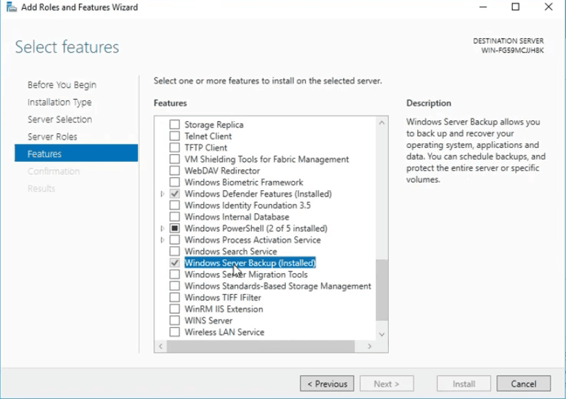 Add Windows Server Backup Add Windows Server Backup