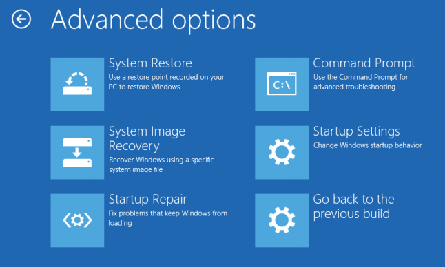Advanced Startup Options Advanced Startup Options