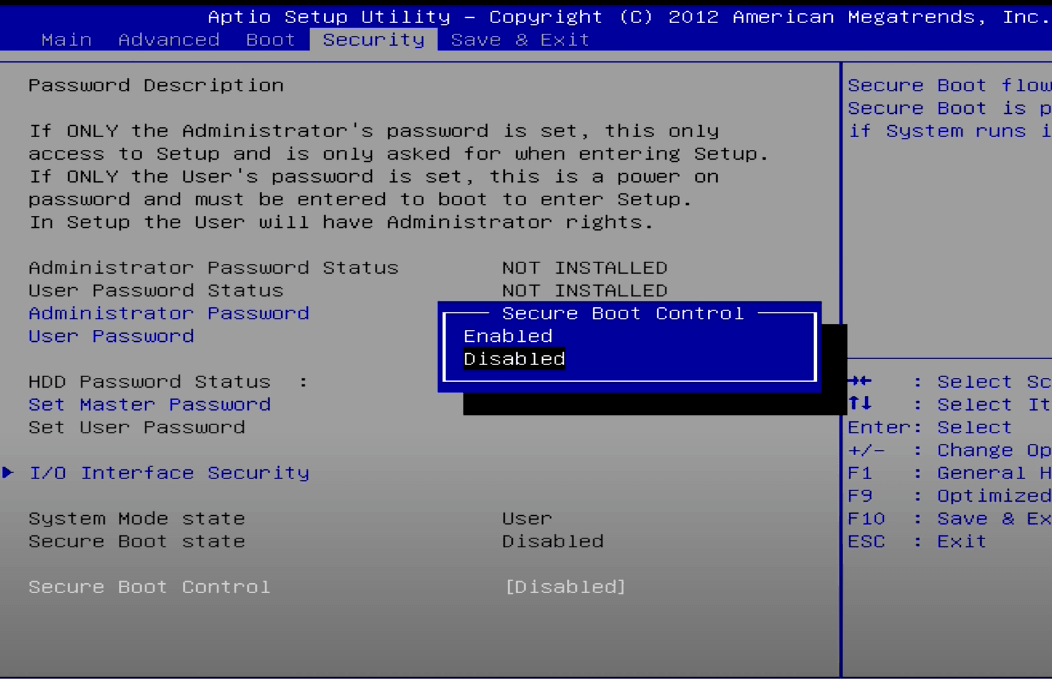 Disable Secure Boot Disable Secure Boot