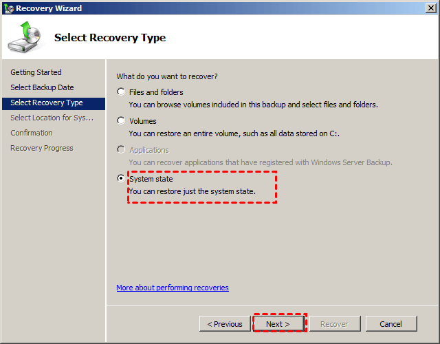 Recover System State Recover System State