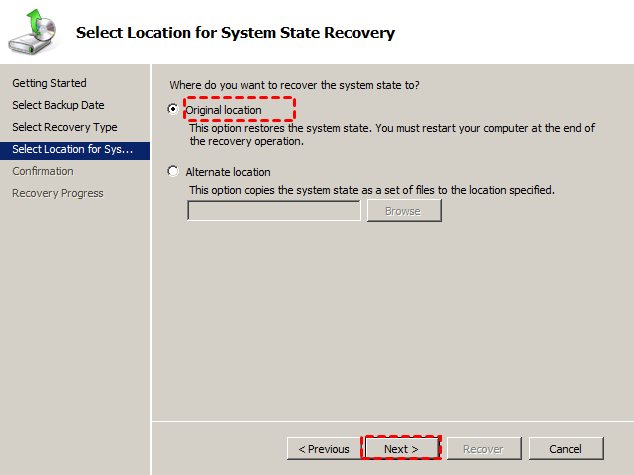 Recover To Original Location Recover To Original Location