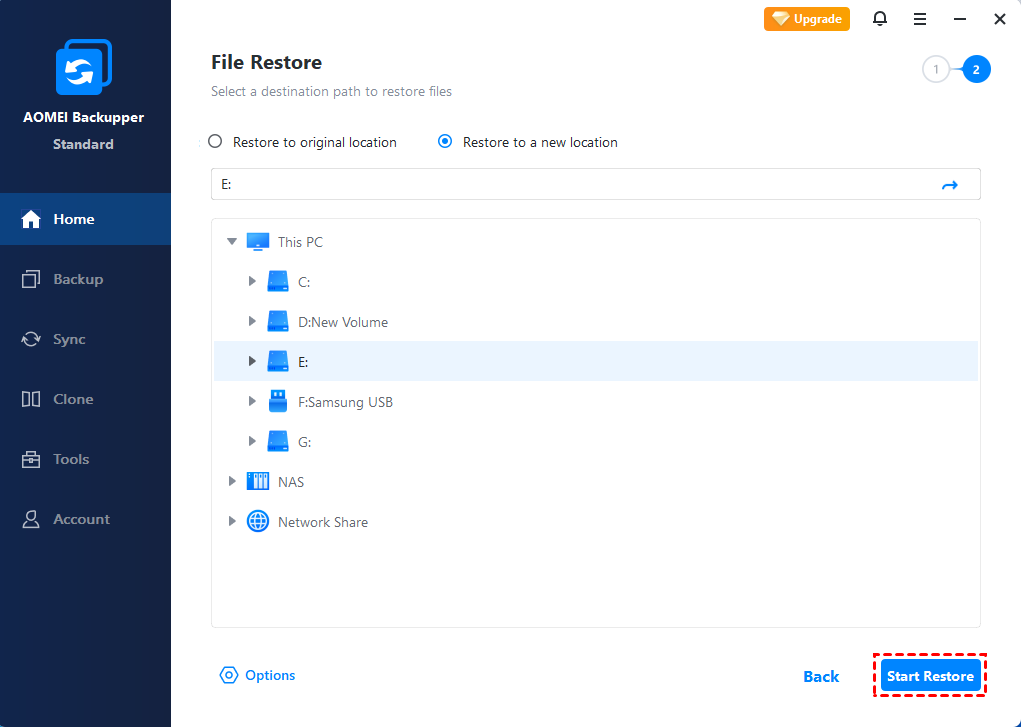 Restore To New Location Restore To New Location