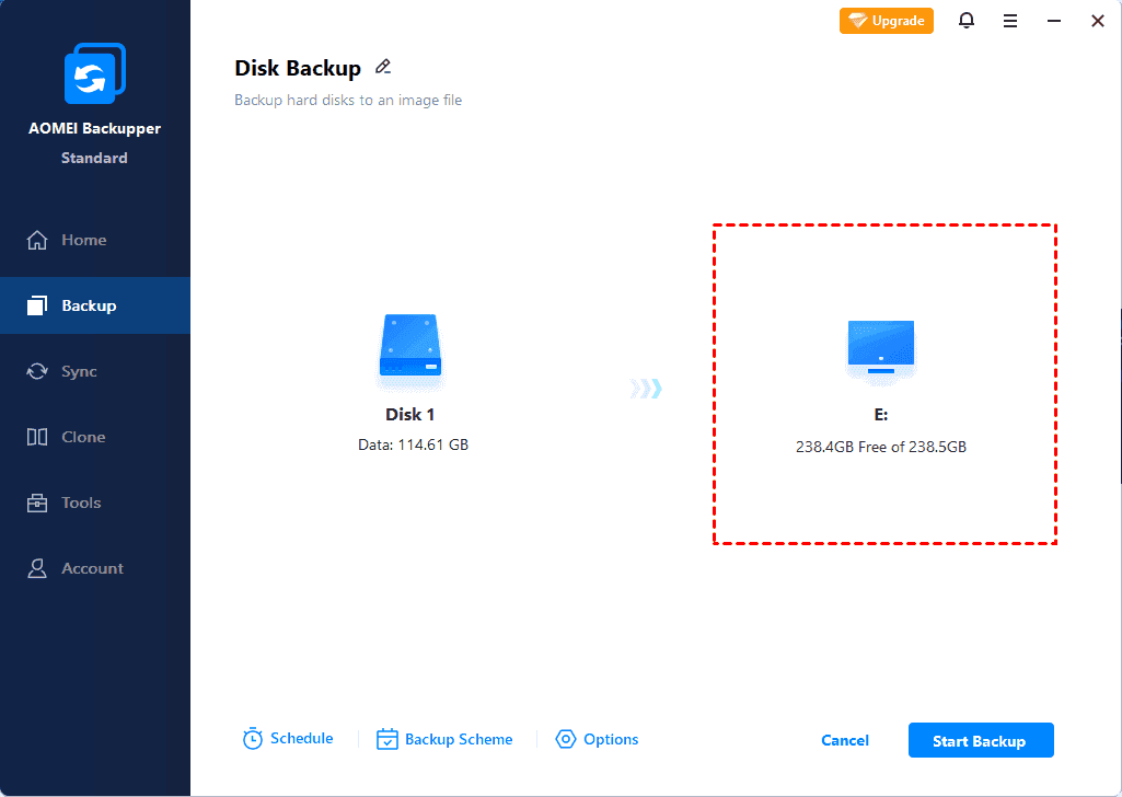 Select Backup Destination 1 Select Backup Destination 1