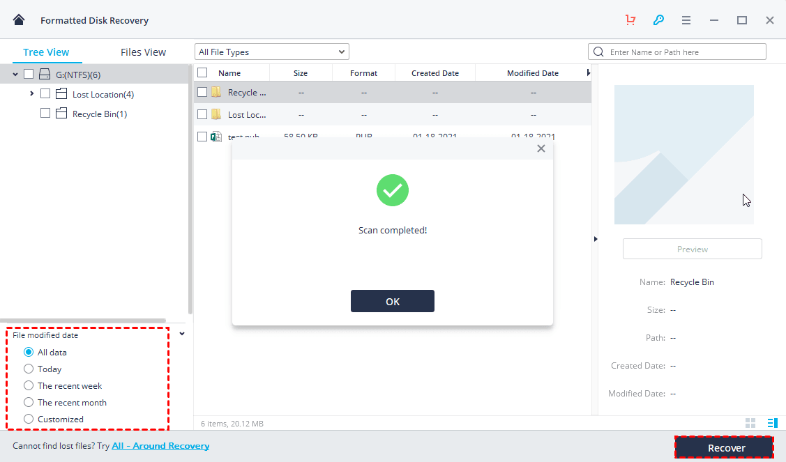 Select Data To Recover Select Data To Recover