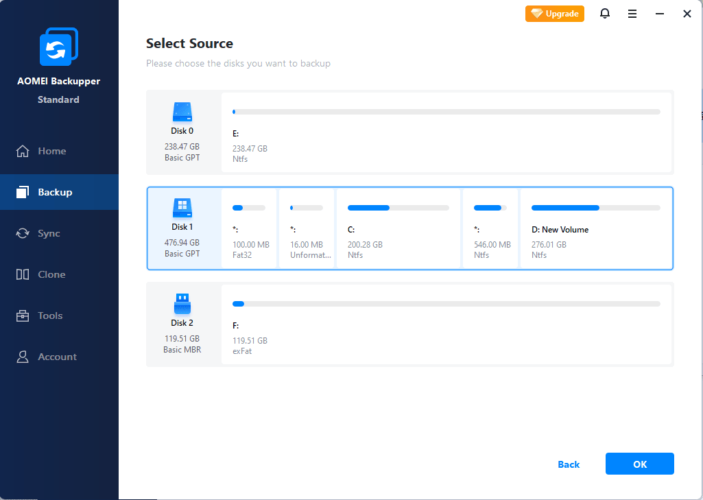 Select Disk 1 Select Disk 1