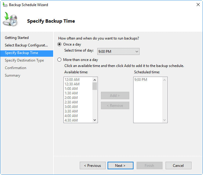 Specify Backup Time Specify Backup Time