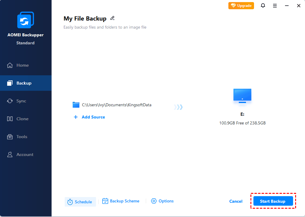 Start Backup Scheduled Start Backup Scheduled